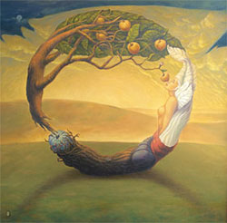 “The invisible String of Unity&quot; 1997 48x48 in. Painting by Chi Galatea Huynh